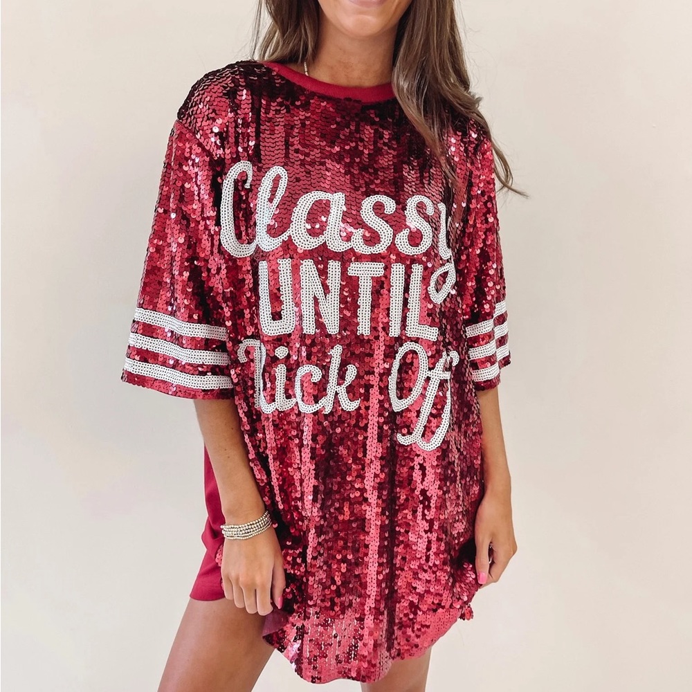 Classy Until Kickoff Sequin Shirt/Dress
